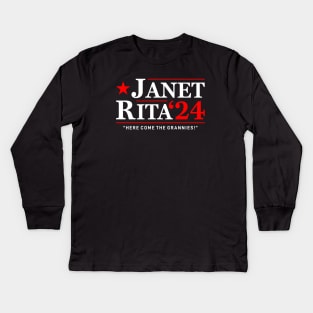 Janet and Rita Bluey Grannies 24 For President Kids Long Sleeve T-Shirt